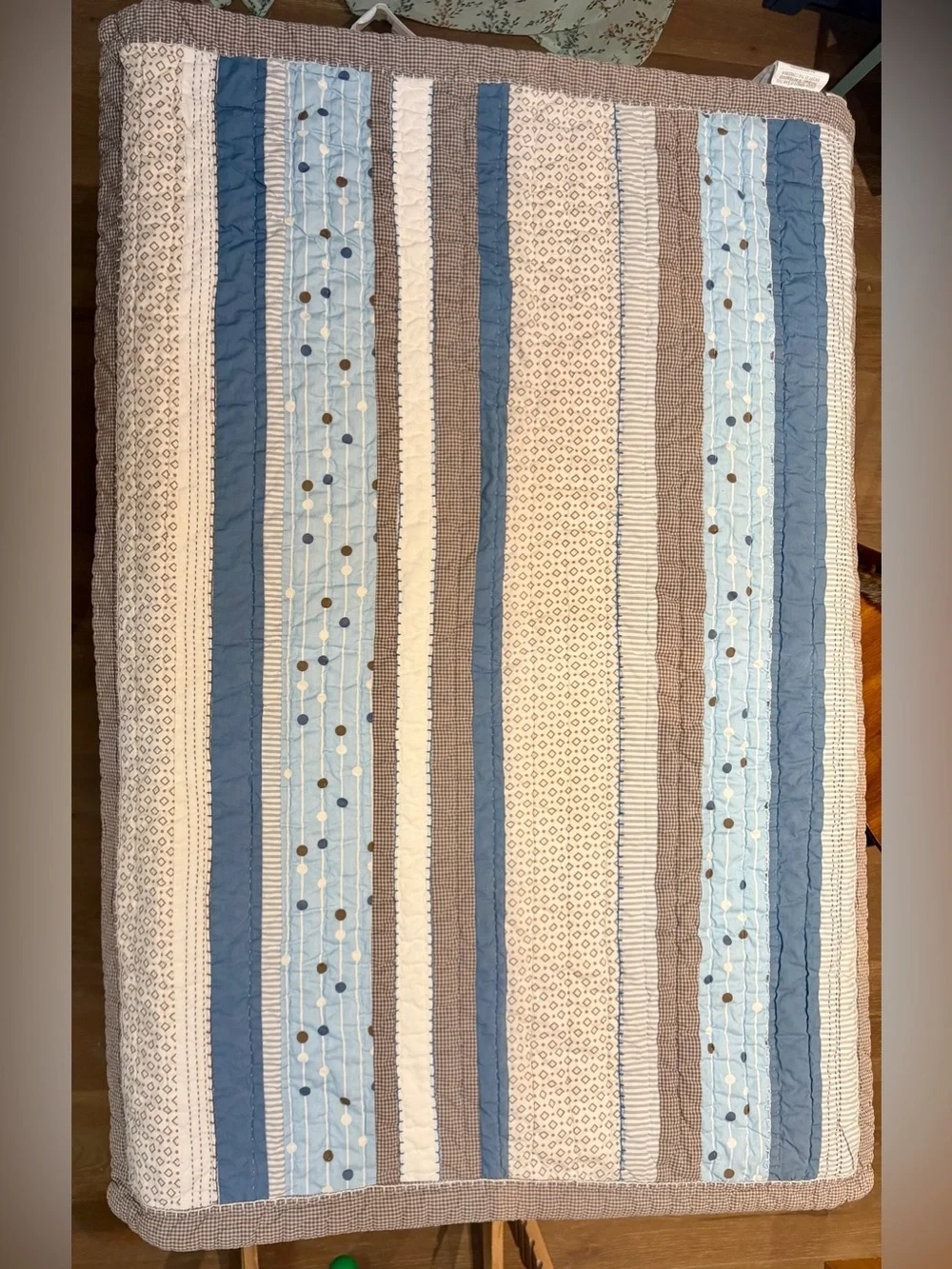 Vintage Pottery Barn Kids Crib quilt bedding set with gingham print